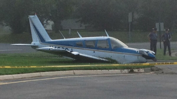 A small plane from Tampa bound for Charlottesville was diverted, and then made an emergency landing in a WaWa gas station parking lot near Frederickbsurg. (Keith Larimore / NBC 4)
