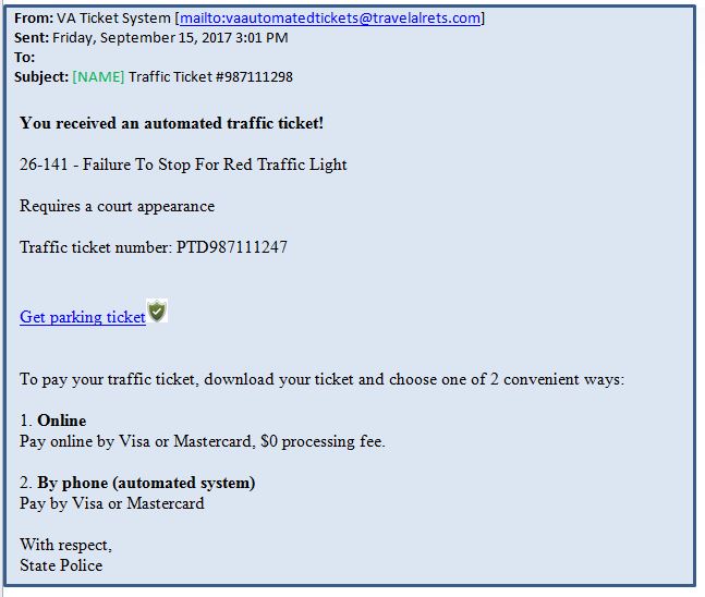 Virginia State Police warn of automated traffic ticket scam