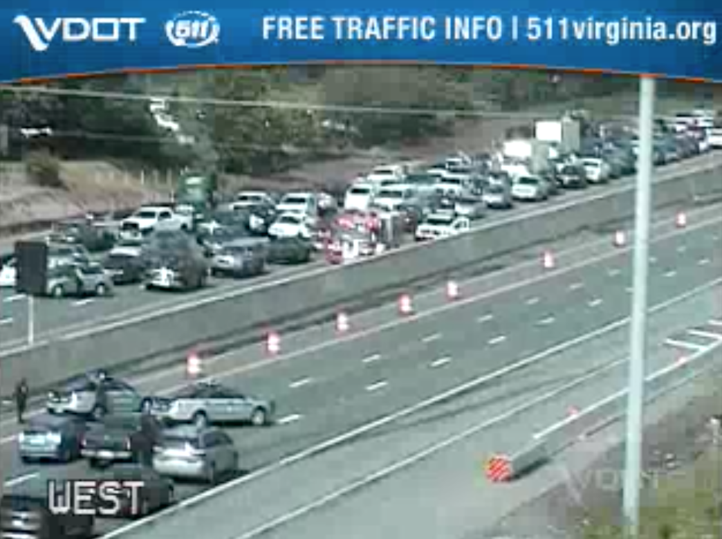 Power lines fall on I66 near Manassas, traffic halted