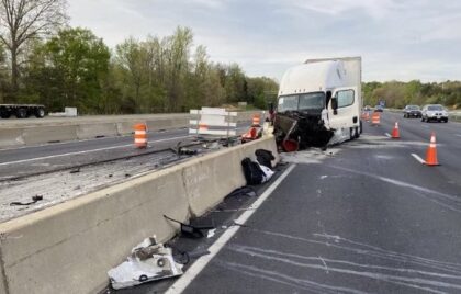 Tractor trailer crash snarls I-95 at Rappahannock River