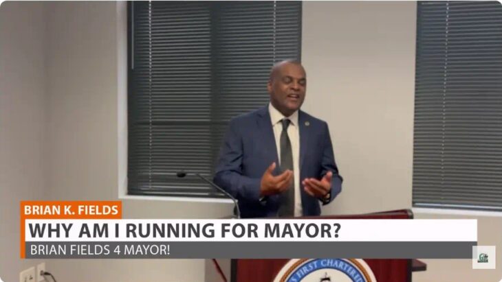 Councilman Brian K. Fields in a mayoral campaign video filmed in Dumfries Town Council chambers