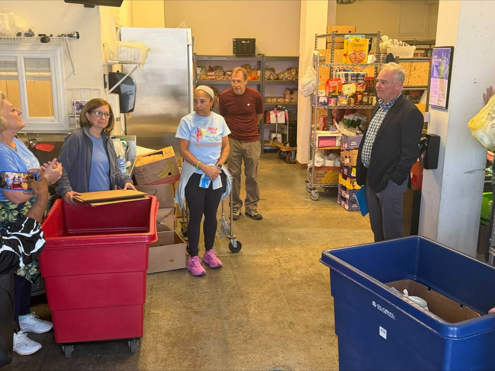 Sen. Tim Kaine tours the ACTS food pantry