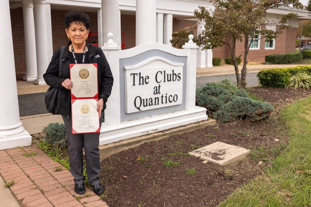 Debra Seitz at the Civilian Quarterly Awards Ceremony at Marine Corps Base Quantico.