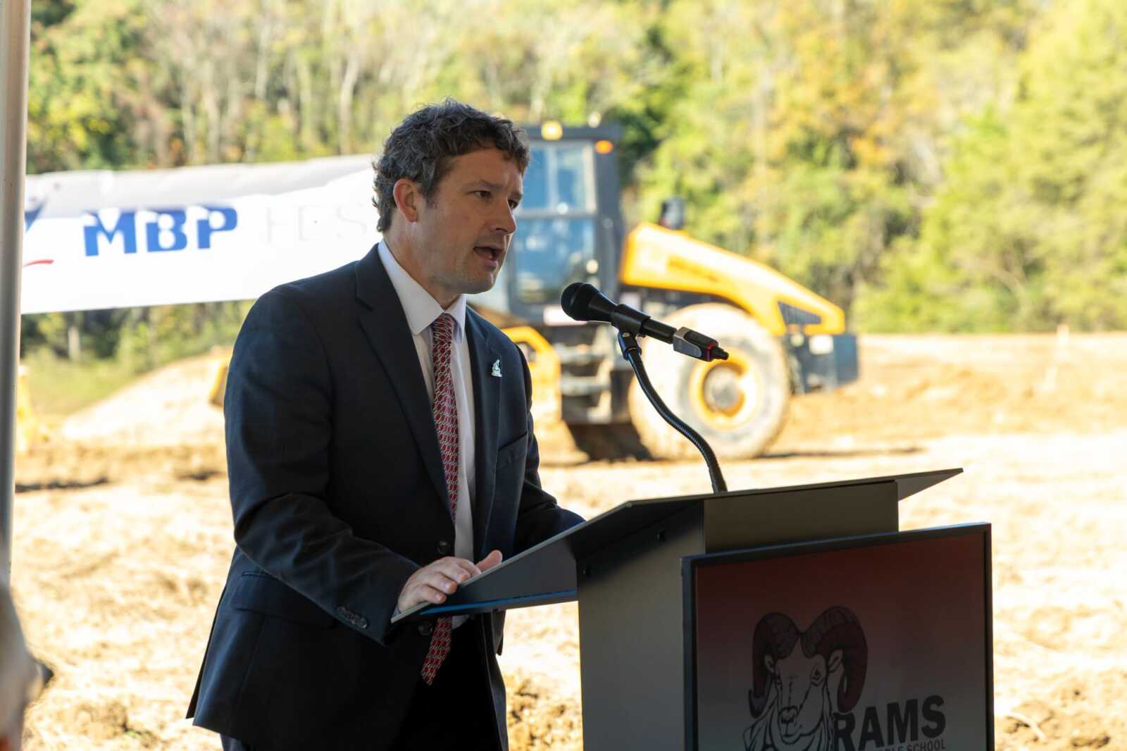 Stafford Schools Superintendent Daniel W. Smith speaks at the groundbreaking ceremony.