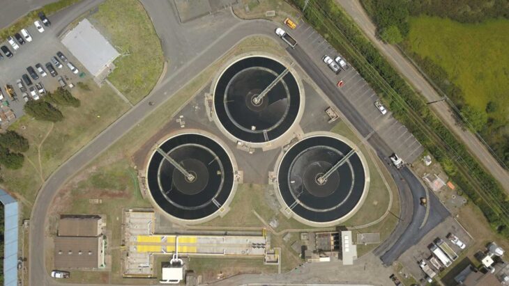 Clarifier tanks at a wastewater treatment plant