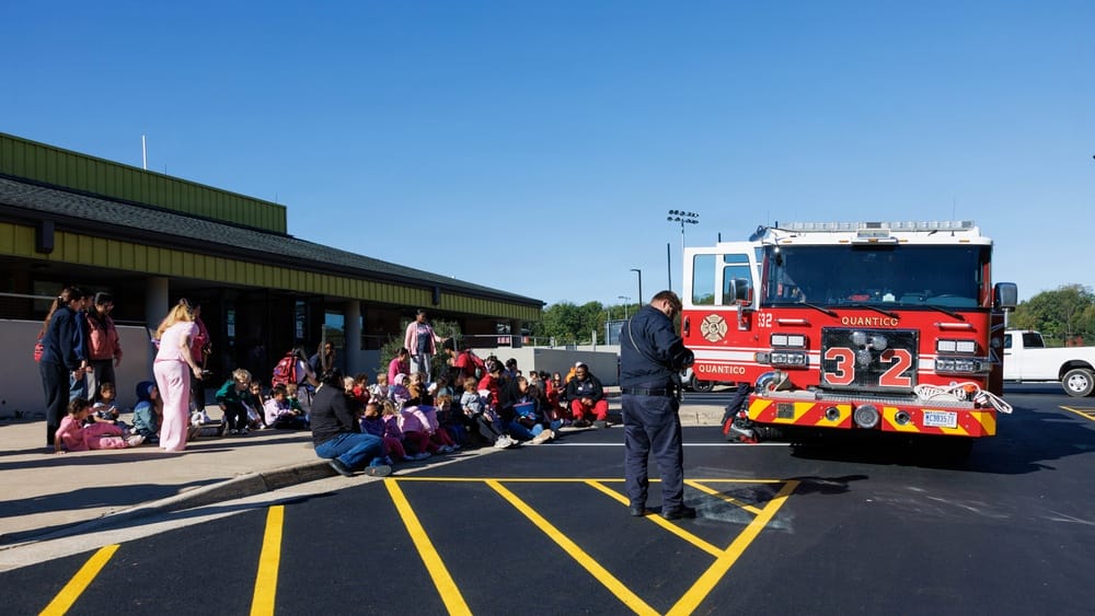 Staff and children attend fire prevention event at CDC North