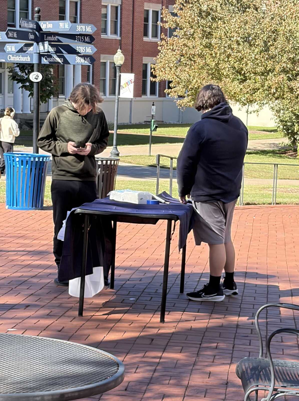 Voter registration table on UMW Campus Walk